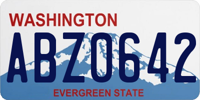 WA license plate ABZ0642