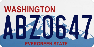 WA license plate ABZ0647