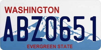 WA license plate ABZ0651