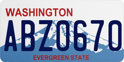 WA license plate ABZ0670