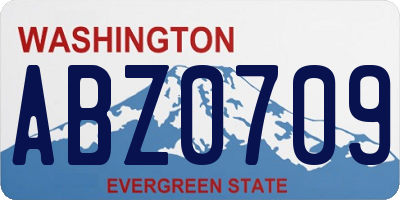 WA license plate ABZ0709