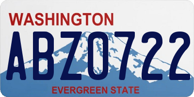 WA license plate ABZ0722