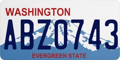 WA license plate ABZ0743