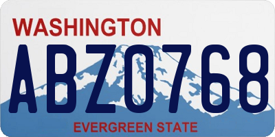 WA license plate ABZ0768