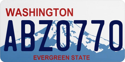 WA license plate ABZ0770