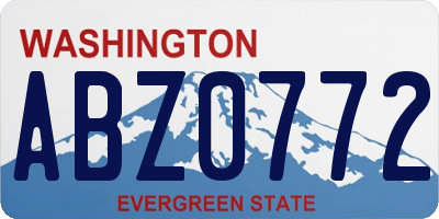 WA license plate ABZ0772