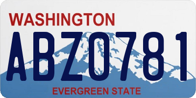 WA license plate ABZ0781