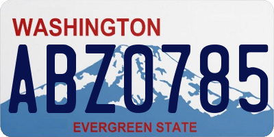 WA license plate ABZ0785