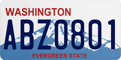 WA license plate ABZ0801