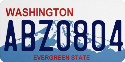 WA license plate ABZ0804