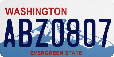 WA license plate ABZ0807