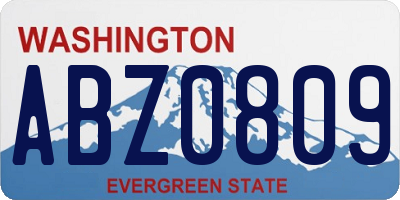 WA license plate ABZ0809