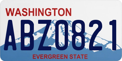 WA license plate ABZ0821