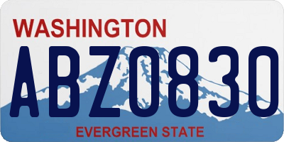 WA license plate ABZ0830