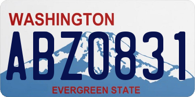 WA license plate ABZ0831