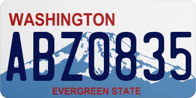 WA license plate ABZ0835