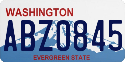 WA license plate ABZ0845