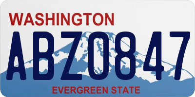 WA license plate ABZ0847