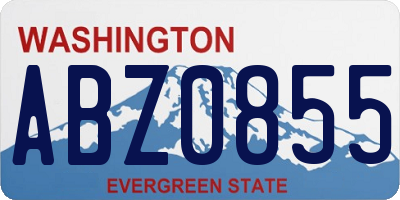 WA license plate ABZ0855