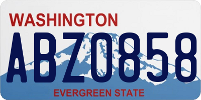 WA license plate ABZ0858