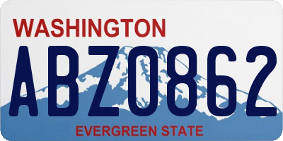 WA license plate ABZ0862
