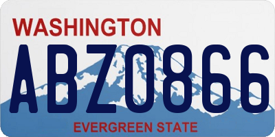 WA license plate ABZ0866