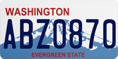 WA license plate ABZ0870