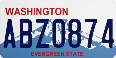 WA license plate ABZ0874