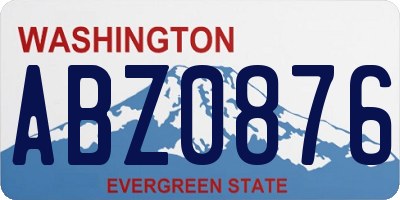 WA license plate ABZ0876
