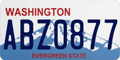 WA license plate ABZ0877