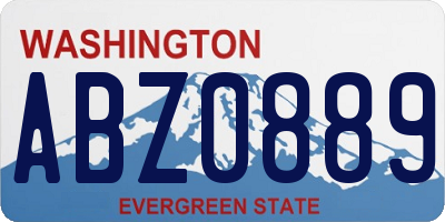 WA license plate ABZ0889