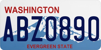 WA license plate ABZ0890