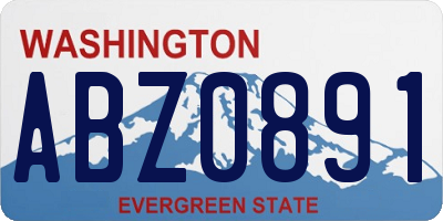 WA license plate ABZ0891