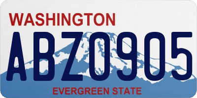 WA license plate ABZ0905