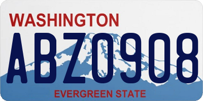 WA license plate ABZ0908