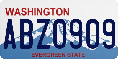 WA license plate ABZ0909