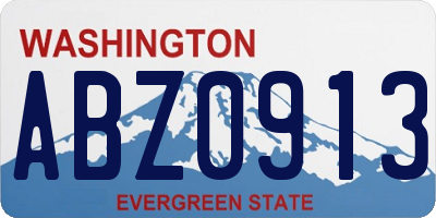 WA license plate ABZ0913