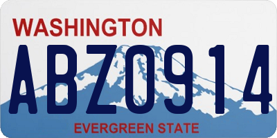 WA license plate ABZ0914