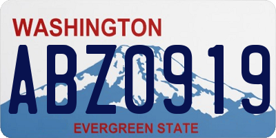 WA license plate ABZ0919