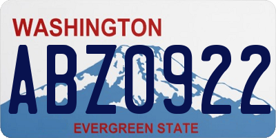 WA license plate ABZ0922
