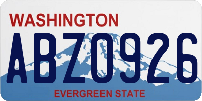 WA license plate ABZ0926