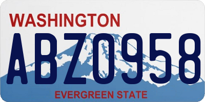 WA license plate ABZ0958