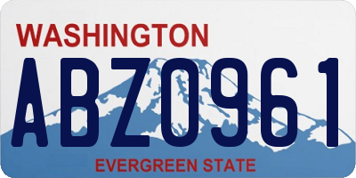 WA license plate ABZ0961