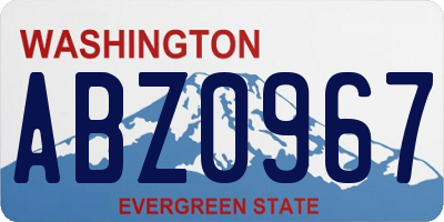 WA license plate ABZ0967