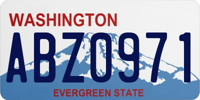 WA license plate ABZ0971
