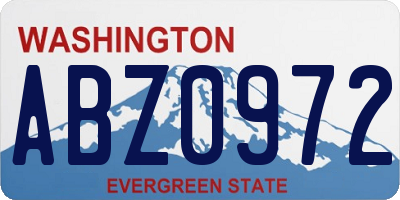 WA license plate ABZ0972