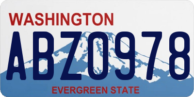 WA license plate ABZ0978