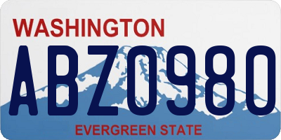 WA license plate ABZ0980