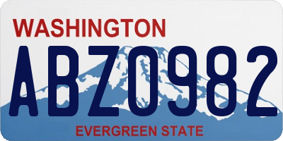 WA license plate ABZ0982