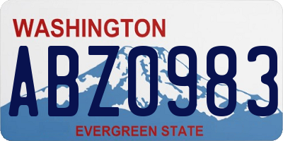 WA license plate ABZ0983